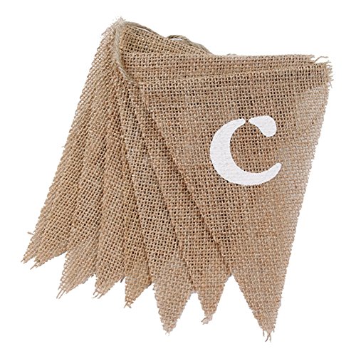 Jute Banner, Vintage Candy Bar aus Sackleinen Wimpelkette Banner mit 9 Flaggen, Photo Booth Requisiten Hochzeit Geburtstag Kids Party Dekoration - 3