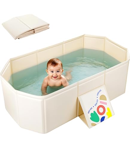 Baignoire Pliable Pour Bébé De 0 à 6 Ans - Baignoire Intégrée Avec Vis De Vidange - Blanc Tufty