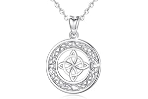 AEONSLOVE Collar Nudo de Bruja con Piedra Luna para Mujer Colgante Nudo de Bruja Plata de Ley 925 Joyas Celta Irlandés Brujeria, Amuletos de la Suerte y Proteccion