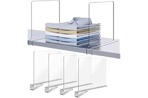 GOCUODE 4 Stücke Acryl Kleiderschrank Regaltrenner,Multifunktional Regalteiler Schrank,Trennwand Regal Organizer für Kleiderschränke,Schränke,Bücherregale (4 Stücke)