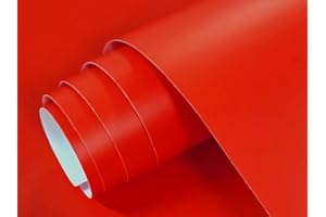DESCONOCIDO Carta Adesiva per Mobili Rosso 40x300 cm Pellicola Adesiva Opaca per Parete Cucina Porta Finestra Vinile Rivestimento Decorativo (40x300 cm, Rosso)