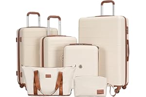 Travelhouse Bari Premium Kofferset 6-teilig – Robust & leichtes ABS Hartschalen Trolley Set mit 4 Koffern, TSA-Schloss, 360° Rollen, Reisetasche & Kulturbeutel – Stilvolles Reisegepäck für Jede Reise