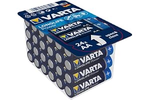 VARTA Batterier AA, 24 stycken, Longlife Power, alkaliska | LR6 1,5 V, Made in Germany, hållbar i upp till 10 år, för spelkon