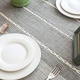 Lybhome Nappes de Table Ins Nordic Imitation Coton Lin Nappe Imperméable Jacquard Gland Dentelle Géométrique Table Rectangulaire Table Basse Nappe Gris 140X230
