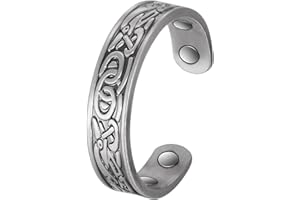 EnerCoppeX Bague magnétique en cuivre massif à 99,99 %, bague magnétique vintage en cuivre pur, porte 4 aimants (3500 gauss), taille réglable, unisexe