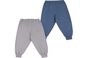 FLYISH DIRECT Potty Training Pants Lightweight, 100% Cotton Breathable Training Trouser for Toddlers, Reusable Toilet Training Pants with Waterproof TPU for Boys and Girls, Blue and Light Grey, M