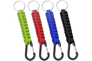 UBERMing Lot de 4 Porte-clés en Paracorde 4 Coloris Mousqueton Tressé Corde Tressée avec Porte-clés et Mousqueton pour Camping Randonneé en Plein Air