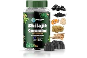NEW EARTH ESSENTIALS Shilajit Gummies with Lion’s Mane, Sea Moss, Ashwagandha, Rhodiola, Magnesium, Turmeric, Ginger, Vitamins D3 and Zinc - 60 Vegan Gummies