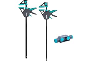 wolfcraft Juego de pinzas XL para una mano PRO ERGO, 3 piezas. - Fuerza de sujeción 150 kg - 8673060 - Sujeción cómoda para uso universal con anchuras de sujeción de hasta 1.060 mm