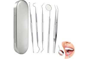 SOGHO 5 piezas eliminador de sarro, juego de cuidado dental, instrumentos dentistas, cubiertos dentales, eliminador de sarro humano, limpieza dental profesional, limpiador de sarro, espejo dental, para