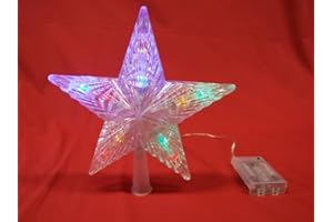 GARTENMOEBEL-EINKAUF Baumspitze Christbaumspitze 24cm, 10 LED Multicolor, Batteriebetrieb, für Innen