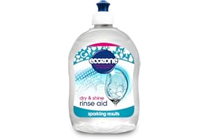 EcoZone Rinse Aid, Natural Rinsing Aid for Dishwashers, Dry & Shine Gentle Formula for Sparkling & Streak-Free Results, Leaves Glass & Crockery Hygienically Clean, Vegan Friendly Solution (500ml)