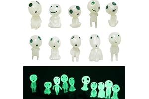 IRYNA Fairy Garden Accessories, 10Pcs Glow in Dark Tree Elves Fairy, Princess Mononoke Luminous Ghost, Fairy Garden Gnome Statue Figurine for Micro Landscape Outdoor Patio Terrace Balcony Yard Decoration
