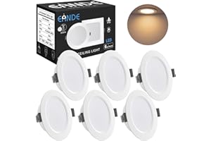 Eande Spot Led Encastrable 3000K Blanc Chaud, Extra Plat 26mm, 6W Downlight Encastré Equivalent 70W Incandescence Intégrée,Ф93-100mm, pour Salon Cuisine Couloir, Lot de 6