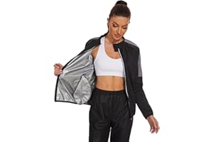 LAZAWG Sauna Suit for Women Long Sleeve Zipper Sauna Jacket Gym Workout Sweat Suits