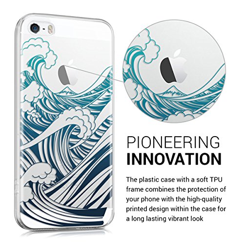 kwmobile Funda para Apple iPhone SE 5 5S - Carcasa Protectora de TPU con dise o de Olas en Azul Azul Oscuro Transparente reviews kwmobile Funda para Apple iPhone SE 5 5S - Carcasa Protectora de TPU con dise o de Olas en Azul Azul Oscuro Transparente