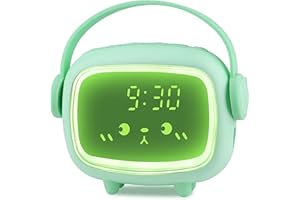 Edillas Réveil Enfants Fille Garcon Digital,Multifonctionnel Réveil Veilleuse,Snooze,Compte à rebours,6 Sonneries Rechargeable Luminosité Réglable Chambre d'enfant Bureau Salon Horloge