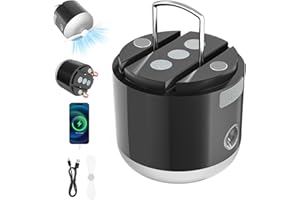AOMEES lampa kempingowa LED, latarnia kempingowa, ładowana przez USB, z wentylatorem, sprayem, wodoszczelna IPX5, mini lampa namiotowa, magnetyczna lampa kempingowa z haczykiem na wędrówki