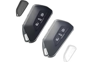 LEIBOCHAO 2 Piezas Funda Llaves Volks wagen, TPU Transparente Carcasa Llave Coche, 3/2 Botones Funda Mando Carcasa para VW Golf 8 GTE GTI ID.3 ID.4 Seat Leon MK4 Tarraco Ateca Skoda Octavia 4 Cupra Formentor