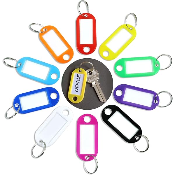 10 Targhette Portachiavi Colorate Con Finestra Etichetta | Plastica Durevole | Per Casa, Ufficio - Foto 3