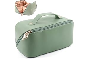 MAMUNU Große Kapazität Kosmetiktasche, Tragbare Reise Kosmetiktasche Damen Groß, Make-up Tasche Organizer, Wasserdichter PU-Leder Kosmetikkoffer Schminktasche Kulturbeutel mit 6 Fächern für Damen Teenager