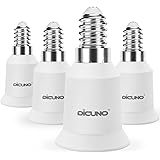 DiCUNO E14 to E27 Socket Converter 4-Pack Socket Adapter Small Screw to Screw Lamp Base Adapter for LED Bulbs and Incandescen