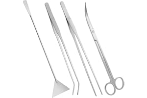 KEESIN Kit de tanque de acuario de acero inoxidable 4 en 1, accesorios de limpieza de peces, kit de accesorios para acuario, pinzas, tijeras, pinzas y pinzas de raspador de algas (plateado)