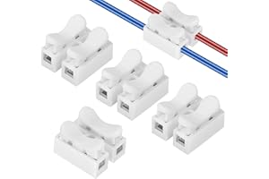 TEOKANTZ 80 PCS CH2 Quick Connector Spring Wire Connectors Block, Electrical Cable Clamp Terminal Block Quick Terminals Connector Block for Electrical Wiring (White)