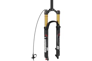 LANXUANR Fourches VTT 26/27,5/29 Pouces. Réglage du Rebond, Suspension pneumatique. Tube Droit/Conique 1-1/8 Pouce x 220 mm,9 x 100 mm à Serrage Rapide,Frein à Disque