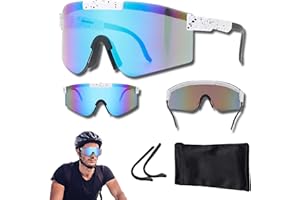 Amebleak Lunettes de Soleil de Sport, Lunette de Cyclisme Polarisées, Lunette Velo Route Homme Femme, Coupe Vent et Anti Buée Anti UV 400, Pour Cyclisme, Course à Pied, Pêche, Golf et la Randonnée