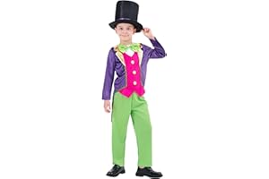 CosExpress World Book Day Costumes for Boys Willy Wonka Costume Kids World Book Day Costumes for Kids Fancy Dress Kids Book Character Costumes Book Week (3-10 Years)
