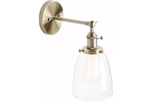 PathsOn Industrial Vintage Modern Wall Light Fittings Loft Bar Kitchen Sconce Wall Lamp Light Fixture with 5.5” Clear Glass Lampshade E27 (Bronze)