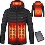 Giacca Riscaldato con Cappuccio, Giacca invernale Uomo Donna Calda con 3 Livelli di Riscaldamento, Porta di ricarica USB, Cap