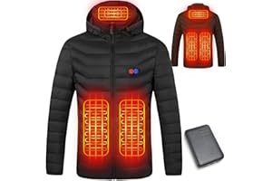 Mincoo Chaqueta Calefactable Adecuado Para Hombres y Mujeres con Temperatura A Justable Chaquetas Calefactora con 3 Temperaturas 5 Zonas Ideal Acampar Actividades al Aire Libre Invierno