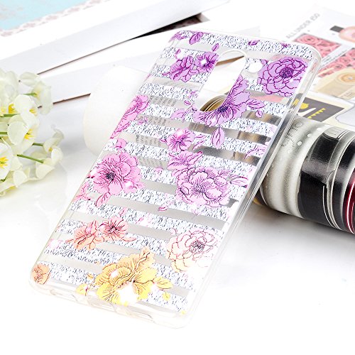 Lanveni Huawei Honor 6X Hülle × 3, Handyhülle Huawei Honor 6X TPU Schutzhülle TPU Bumper Weiche Silikon Case mit Bunte Cover Design (Blumen und Herzen + Rose + Pfingstrose) - 5