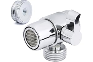 Jtdeal Deviatore di qualità (M22 x M24), in lega, per doccia, lavandino della cucina o del bagno, singolo, monocomando, cromato, lucido