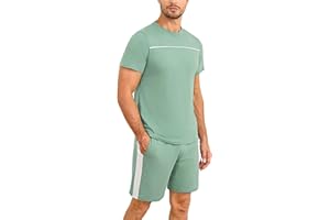 Marvmys Ensemble de Pijama Homme Court Pyjama Été Coton Manches Courtes Vêtements de Nuit Eté Loungewear