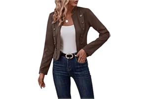 GÉNÉRIQUE Blazer Femme Chic Et Elegant - Veste en Daim Femme Cintrée Veste Cuir Automne Blouson Mode Mi Saison