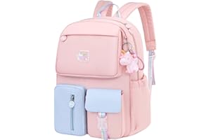 Amythe Zainetto Bambina, Zaino Elementari Bambina Zainetto Asilo Bambino in Nylon Leggero e Impermeabile, 30 x 12 x 41 cm, Zaino Scuola Elementare per Bambini dai 6 ai 10 anni