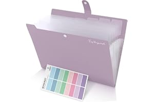 KONVINIT Porte-documents A4, Trieur à 7 compartiments, En plastique, Pour le bureau, l'école, Violet