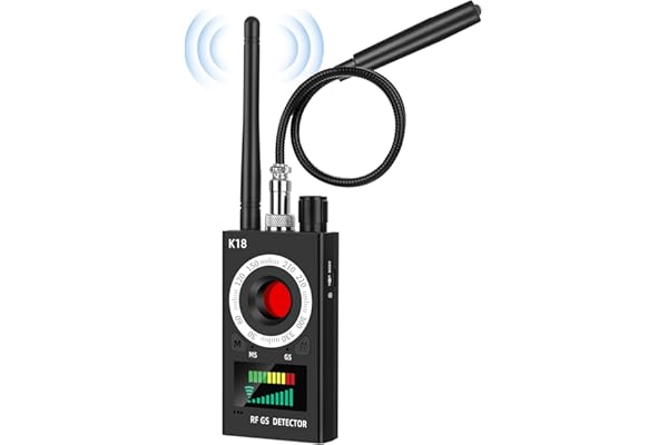 XEOOCE Détecteur de Caméra Cachée 4-en-1 – Détecteur RF sans Fil, Traceur GPS, Détection de Micros Espions et Champs Magnétiques avec 5 Niveaux de Sensibilité pour Maison, Bureau, Hôtel
