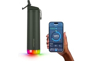 HIDRATE SPARK HidrateSpark PRO inteligentna butelka na wodę, śledzi spożycie wody i świeci, aby przypomnieć o nawodnieniu, słomka, 621 ml, las