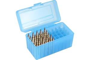 Prothens 50 gevärpatroner med rund klaff plast kan staplas och låsas ammunition lagringstank - blå 15 cm x 10 cm x 10 cm