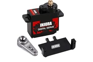INJORA RC Servo 12 g cyfrowe serwo z metalowym uchwytem i ramieniem 15T do części ulepszenia modelu samochodu RC Axial SCX24, szare