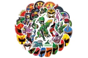 AUCEKO Lot de 50 autocollants Mighty Morphin Power Rangers - En vinyle imperméable - Pour ordinateur portable, enfant, voiture, moto, vélo, skateboard, valise, ordinateur - Graffiti Decal