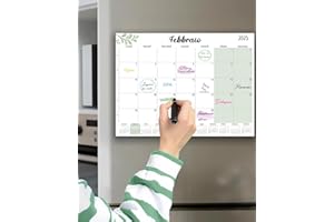 Qupuce Calendario magnetico Frigo 2025 2026 (18 mesi) 32 x 22 cm, Calendario Familiare Gen. 2025 - Giu.2026, Calendario dell'Avvento Organizzatore Planning, Pianificatore Mensile (Italiano)