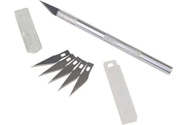 AMINIT Detail Pen Knife With 5 Interchangeable Sharp Blades For Carving & Mat Cutting