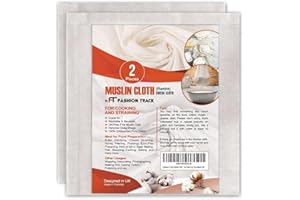 FT Fashion Track Muslin Cloths for Cooking, Cheese Cloths for Straining, 2 Pcs for Baking and Filtering, 50 x 50cm, Grade 90 Lint-Free 100% Unbleached Cotton Reusable Fabric
