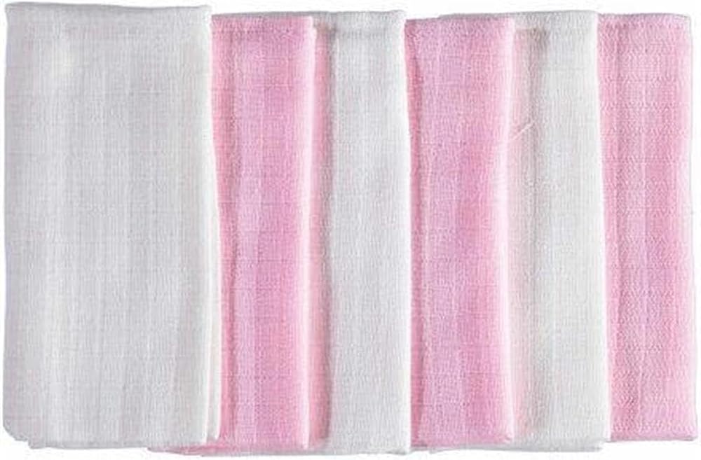 Mycey Müslin Kumaş Ağız Bezi 6'lı Set, Pembe Beyaz