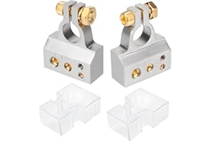 JNNJ 2 Piezas Terminales De Bateria De Coche, Conectores Terminales Batería Automóvil, Terminales Batería Del Coche Con Cubierta Protectora, Conectores Batería Con Cubierta Protectora Transparente